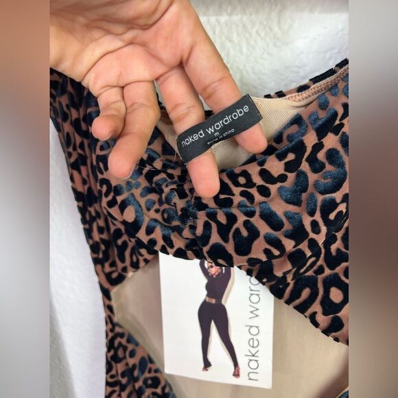 Naked wardrobe Leopard Animal print long sleeve Mini dress size L - Picture 8 of 9
